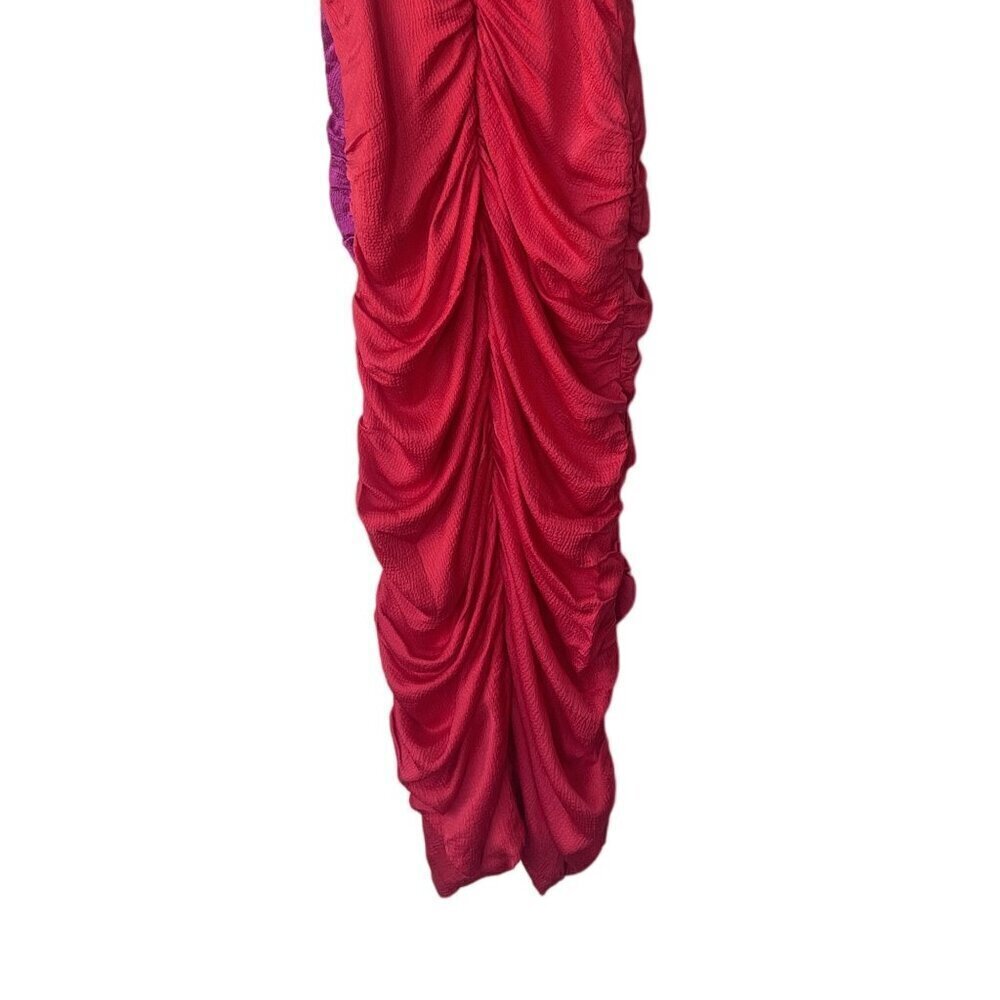 AMUR Free People Dress Midi Persey Cut Out Size 2 Red Pink Twist Revolve Ruched - Picture 10 of 14